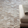 Gaucho Hand Woven Real Cow Hide Sheepskin Patchwork Chevron Beige Natural Rug - Medium 120x170 cm (4'x5'6")