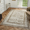 Petra Ellorah Classic Heritage Natural Cream Polypropylene Traditional Textured Bordered Hallway Runner Rug - Small 80x150 cm (2'6"x5')
