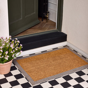 My Printed Coir Border Taupe Indoor Outdoor Non-Slip Bordered Doormat - 45x75 cm (1'5"x2'5")