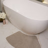 Soft Washable Bathroom Non Slip Oval, Scallop and Curve Shaped Soft Shag Rug in Beige - 50 x 80cm Curve