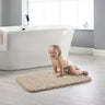 Dip and Drip Buddy Beige Washable Non-Slip Polypropylene Shaggy Bath Mat - Rectangle 50x80 cm