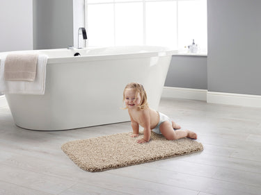Dip and Drip Buddy Beige Washable Non-Slip Polypropylene Shaggy Bath Mat - Rectangle 50x80 cm