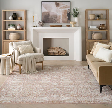 Nourison Antique Fusion ANF03 Fringed Bordered Brick Red Traditional Vintage Abstract Floral Rug - Large 160x239 cm (5'3"x7'10")