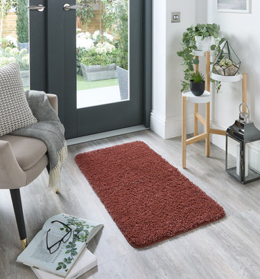 Origins My Red Washable Non-Slip Polypropylene Shaggy Rug - X-Small 60x100 cm (2'x4')