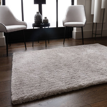 Asiatic London Opulence Silver Luxurious Shine Fluffy Soft Tufted Cotton Shaggy Textured Rug - Small 80x150 cm (2'6"x5')