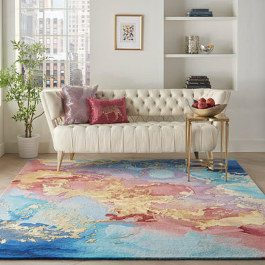 Prismatic PRS18 Hand-Tufted New Zealand Wool and Silk Abstract Multicolour Rug - 114 x 175 cm (3'9"x5'9")