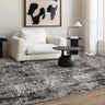Asiatic London Kuza Portrait New Linear Pattern Grey Polypropylene Abstract Textured Distressed Rug - Small 80x150 cm (2'6"x5')