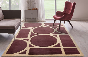 Asiatic London Metro Retro Tufted Plum Purple Wool Geometric Modern Rug - Medium 120x170 cm (4'x5'6")