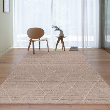 Noah Bohomian Moroccan Berber Abstract Wool Rug in Natural Beige - Medium 120x170 cm (4'x5'6")