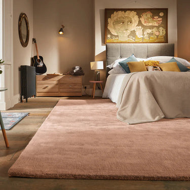 Rug Guru Coral Pink By Origins Wool Viscose Modern Rug - Large 160x230 cm (5'3"x7'7")