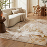 Santa Monica SMC101 Art Pictorial Grey Gold Abstract Modern Soft Rug - Medium 120 x 170 cm (4'x5'6")