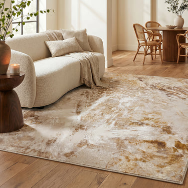 Santa Monica SMC101 Art Pictorial Grey Gold Abstract Modern Soft Rug - Medium 120 x 170 cm (4'x5'6")