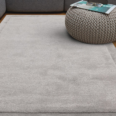 Asiatic London Rise Soft Silky Shiny Silver Hand-Carved Wool Viscose Cotton Rug - Medium 120x170 cm (4'x5'6")