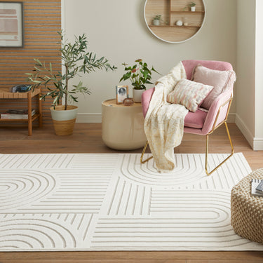 Consept Looms Maze MAZ106 Ivory By Concept Geometric Textured Modern Rug - Small 80x150 cm (2'6"x5')