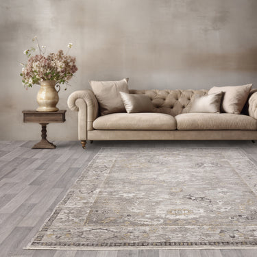 Jasper JA03 Living Antique Beige Natural Cotton Traditional Vintage Floral Rug - Small 80x150 cm (2'6"x5')
