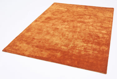 Chrome Hand Made Rug Modern Plain Viscose Silky Shiny Luxurious Paprika Orange Rug - Medium 120x180 cm (4'x6')