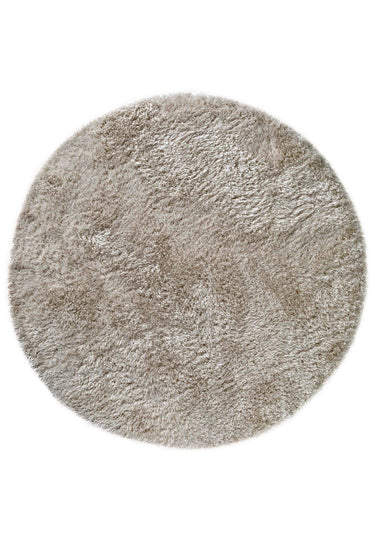 Plush Plain Shaggy High Pile Thick Silky Fluffy Soft Hand Woven Sand Beige Natural Rug - Circle 150x150 cm (5'x5')