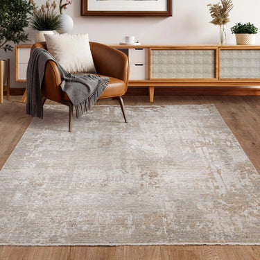 Seville Nasrid Short Pile Touch Silky Beige Natural Abstract Modern Soft Rug - Medium 120x180 cm (4'x6')