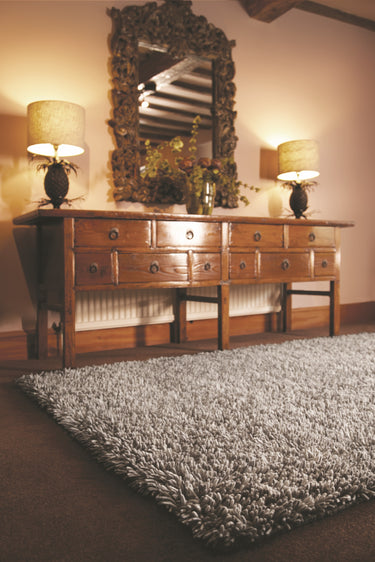 Imperial Luxury Shaggy Rug Guru Modern Hand Woven Wool Rug in Dove Grey - Medium 120x170 cm (4'x5'6")