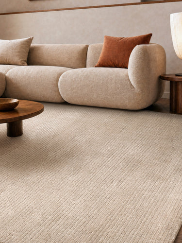 Rowan Oyster Hand-Woven Soft Silky Striped Rug - X-Large 200 x 290 cm (6'7"x9'6")