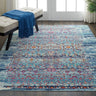 Kashan VKA02 Distressed Floral Classic Blue Polypropylene Persian Oriental Traditional Rug - XX-Large 269x349 cm (8'10"x11'10")
