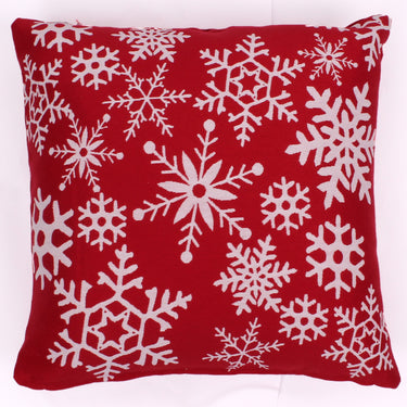Christmas Snowflakes Red Washable Cotton Soft Cushion 45x45 cm