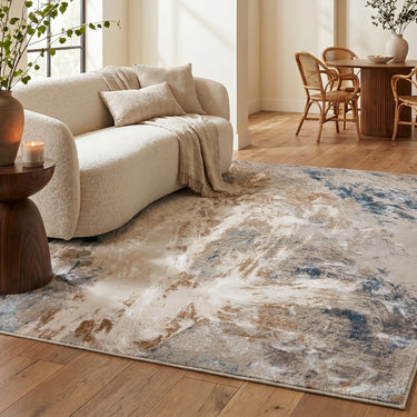 Santa Monica SMC101 Art Pictorial Grey Blue Abstract Modern Soft Rug - Medium 120 x 170 cm (4'x5'6")