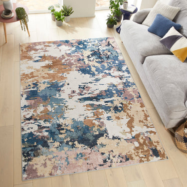 Consept Looms Liberty LIB110 Cobalt Multi Washable Non-Slip Modern Rug - Medium 120x180 cm (4'x6')