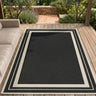 Terrace Black Polypropylene Geometric Flatweave Bordered Rug - Small 80x150 cm (2'6"x5')
