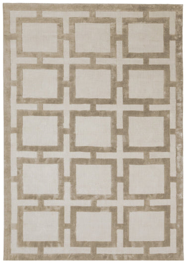 Eaton Rug Modern Geometric Hand Woven Silky Viscose Metallic Sheen Super Soft Gold Rug - Medium 120x180 cm (4'x6')