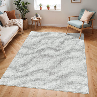 Cloudy Ivory and Dark Grey Plush Shaggy Rug - Medium 140 x 200 cm (4'7"x6'7")