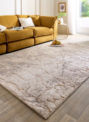 Calacatta Earth Natural Marbled By Abstract Textured Modern Rug - Small 80x150 cm (2'6"x5')