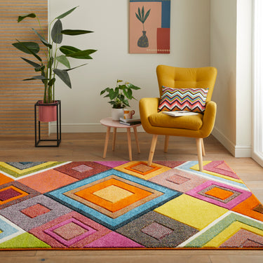 Consept Looms Viva VIV104 Bright Multicolours By Concept Jute Polypropylene Geometric Rug - Small 80x150 cm (2'6"x5')