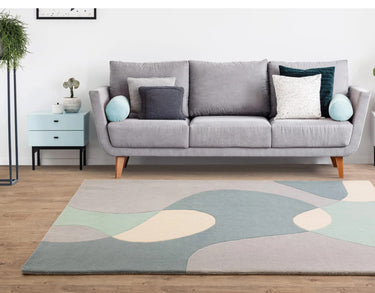 Asiatic London Matrix Arc MAX56 Sky Retro Tufted Multi Wool Geometric Textured Rug - Medium 120x170 cm (4'x5'6")
