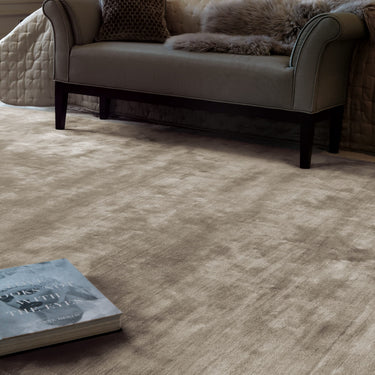 Katherine Carnaby Chrome Hand Made Rug Modern Plain Viscose Silky Shiny Luxurious Putty Beige Rug - Medium 120x180 cm (4'x6')