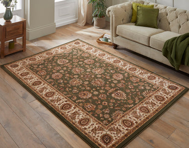 Grand Heritage GH102 Million Point Classic Green Polypropylene Persian Oriental Traditional Rug - Small 80x150 cm (2'6"x5')