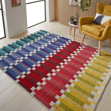 Carnaval CAR108 Vibrant Multi Colours Modern Geometric Rug - Small 80x150 cm (2'6"x5')
