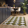 Origins Kyoto Green Washable Non-Slip Cotton Chenille Hallway Runner Rug - Small 80x150 cm (2'6"x5')