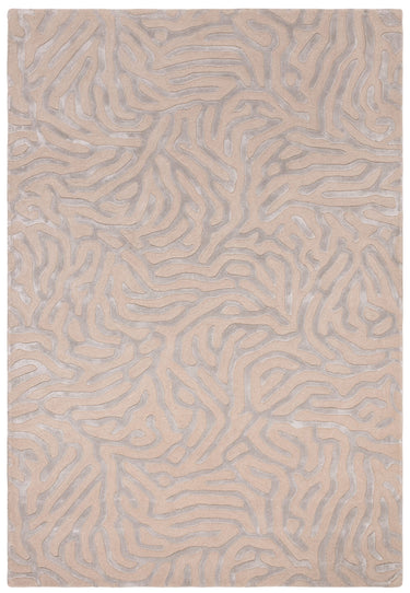 Coral 3D Effect Beige Handmade Wool Viscose Abstract Rug - Medium 120x180 cm (4'x6')