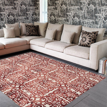 Asiatic London Fresco Tufted Red Extra Handmade Wool Cotton Floral Rug 200x300 cm