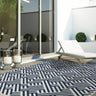 Asiatic London Antibes AN04 Blue White Linear Indoor Outdoor Polypropylene Geometric Flatweave Rug - Small 80x150 cm (2'6"x5')