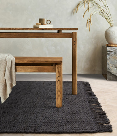 Grove Plain Flatweave Hand Woven Jute Rug in Charcoal Grey - Medium 120x170 cm (4'x5'6")