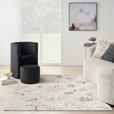 Glitz GLZ04 Framed Silky Ivory Multi By Abstract Geometric Textured Rug - Medium 119x180 cm (3'11"x5'11")