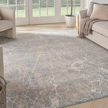 Nourison Exhale EXL02 Sprawling Pattern Beige Blue Polypropylene Abstract Textured Rug - Medium 119x180 cm (3'11"x5'11")