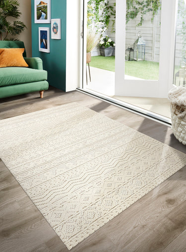 Origins Atlas Graphic Tribal Cream Indoor Outdoor Geometric Textured Striped Rug - Medium 120x170 cm (4'x5'6")