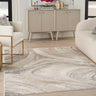 Brushstrokes BSK03 Marbled Silky Shimmer Cream Grey Polypropylene Abstract Textured Rug - Large 160x221 cm (5'3"x7'3")