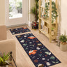Floormatters Washable Runner and Doormat Set Anti-Slip Seasons Greetings Blue Mat in 40x60 & 50x150 cm