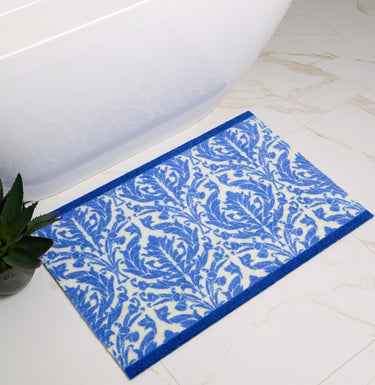 Dip & Drip Nylon Printed Non-Slip Washable Bathroom Royal Blue Damask 50x75 cm