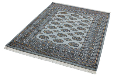 Bokhara Hand Made Rug Traditional Classic Wool Bordered Soft Blue Rug - Small 90x150 cm (3x5')