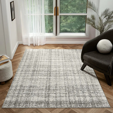 URCO Petra Palmyra Lines Grey Polypropylene Traditional Abstract Textured Hallway Runner Rug - Small 80x150 cm (2'6"x5')